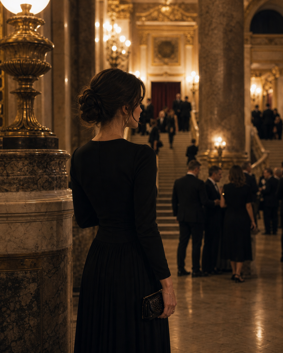 Details of a private evening event in a premium lobby
